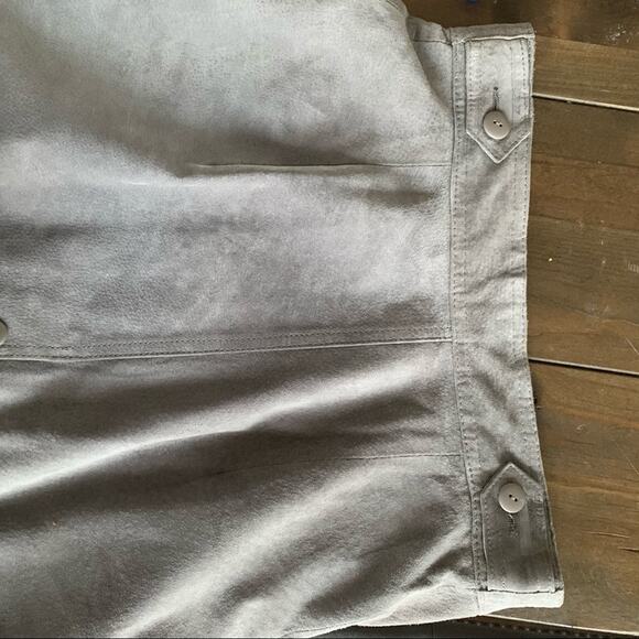 Final price* 80s Gray leather midi skirt suede - Picture 7 of 11
